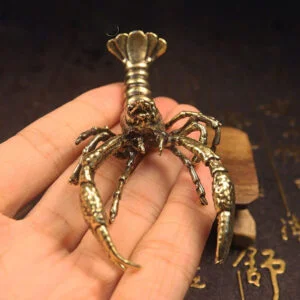Pure Brass Crayfish Shrimp Lobster Figurine Miniature Tea Pet Ornament Toy Craft EDC Tools & Brass Collectibles