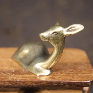 Pure Brass Lying Sika Deer Figurine Animal Statue Tea Pet Ornament Miniature Toy EDC Tools & Brass Collectibles