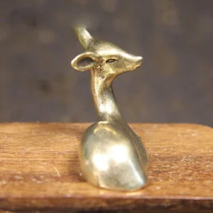 Pure Brass Lying Sika Deer Figurine Animal Statue Tea Pet Ornament Miniature Toy EDC Tools & Brass Collectibles