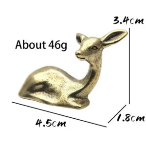 Pure Brass Lying Sika Deer Figurine Animal Statue Tea Pet Ornament Miniature Toy EDC Tools & Brass Collectibles