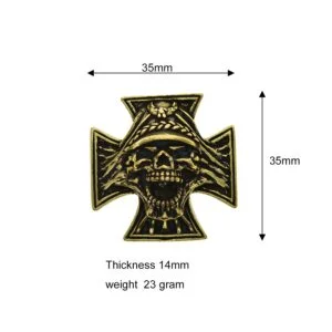 Brass Maltese Cross Demon Soldier Skull Head Pin Batch Button Screw Back EDC Tools & Brass Collectibles