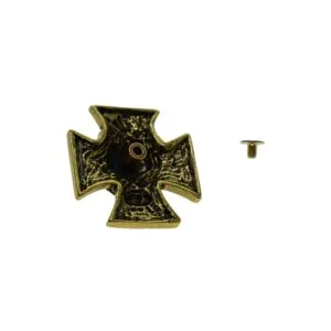 Brass Maltese Cross Demon Soldier Skull Head Pin Batch Button Screw Back EDC Tools & Brass Collectibles