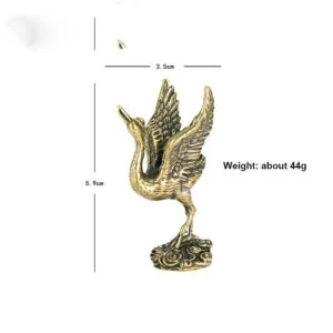 Pure Brass Crane Bird Statue Animal Mini Figurine Tea Pet Ornament Miniature Toy EDC Tools & Brass Collectibles