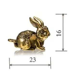 Solid Brass Rabbit Figurine Vintage Animal Tea Pet Ornament Keychain Miniature EDC Tools & Brass Collectibles