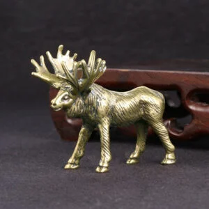 Solid Brass Elk Figurine Moose Statue Ornament Tea Pet Animal Craft Miniature EDC Tools & Brass Collectibles