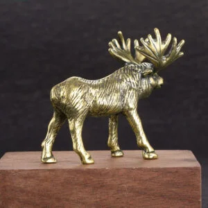 Solid Brass Elk Figurine Moose Statue Ornament Tea Pet Animal Craft Miniature EDC Tools & Brass Collectibles