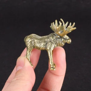Solid Brass Elk Figurine Moose Statue Ornament Tea Pet Animal Craft Miniature EDC Tools & Brass Collectibles