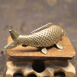 Solid Brass Fish Figurine Miniature Vintage Sea Animal Tea Pet Ornament Craft EDC Tools & Brass Collectibles