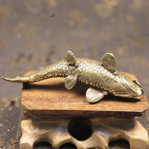Solid Brass Fish Figurine Miniature Vintage Sea Animal Tea Pet Ornament Craft EDC Tools & Brass Collectibles