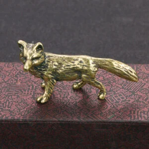 Solid Brass Fox Figurine Miniature Tea Pet Ornament Crafts Vintage Animal Statue EDC Tools & Brass Collectibles