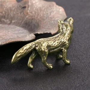 Solid Brass Fox Figurine Miniature Tea Pet Ornament Crafts Vintage Animal Statue EDC Tools & Brass Collectibles
