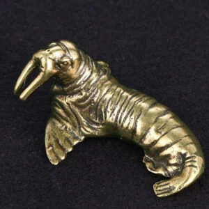 Solid Brass Walrus Figurine Miniature Ornament Tea Pet Sea Animal Statue Craft EDC Tools & Brass Collectibles