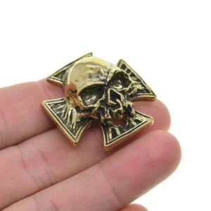 Brass Cross Scary Skull Batch Button Screw lock Concho Belt Buckle Saddle EDC Tools & Brass Collectibles