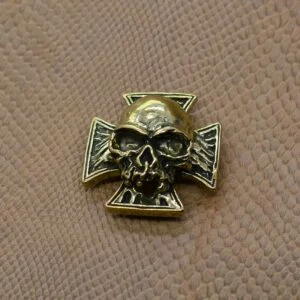 Brass Cross Scary Skull Batch Button Screw lock Concho Belt Buckle Saddle EDC Tools & Brass Collectibles