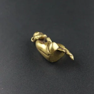 Solid Brass Monk Dharma Buddha Figurine Pendant Key Chain Tea Pet Miniature Toy EDC Tools & Brass Collectibles