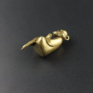 Solid Brass Monk Dharma Buddha Figurine Pendant Key Chain Tea Pet Miniature Toy EDC Tools & Brass Collectibles
