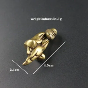 Solid Brass Monk Dharma Buddha Figurine Pendant Key Chain Tea Pet Miniature Toy EDC Tools & Brass Collectibles