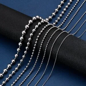 Simple Link Chain Bead Chain DIY Long Necklaces Silver Color Stainless Steel Balls Collar Choker Hip Hop Jewelry EDC Chain