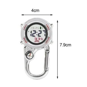 Digital Carabiner Pocket Watch Anti-oxidation Anti-scratch Backpack Belt Pocket Clip Outdoor Sports Camping Multi-function Watch EDC Everyday Carry Accessories Tools