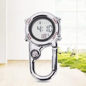 Digital Carabiner Pocket Watch Anti-oxidation Anti-scratch Backpack Belt Pocket Clip Outdoor Sports Camping Multi-function Watch EDC Everyday Carry Accessories Tools