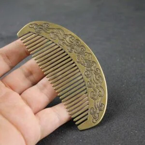Pure Brass Auspicious Clouds Fine-Tooth Hairdressing Comb Tangled Straight Hair Comb Hair Styling Saloon Tool Handmade Craft Unique Gifts Collectibles Ornament Miniature